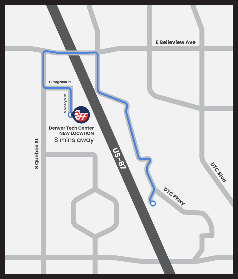 map that shows how to get to our new Denver branch from the old branch